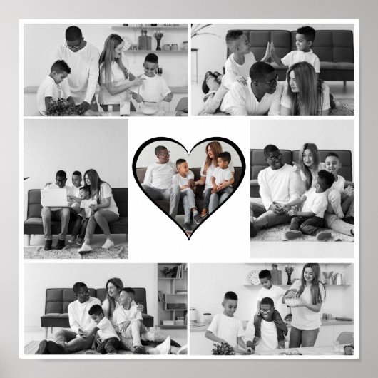 Schwarz-Weiß-7-FotoCollage Poster (Vorne)