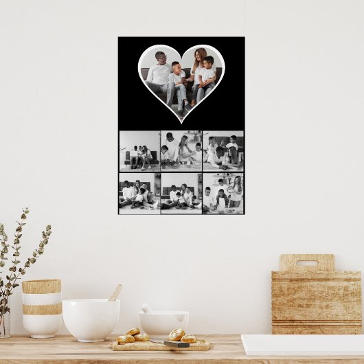 Schwarz-Weiß-7-FotoCollage Poster (Küche)