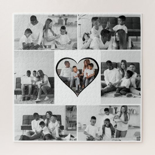 Schwarz-Weiß-7-FotoCollage Puzzle (Vertikal)