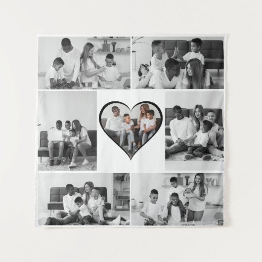 Schwarz-Weiß-7-FotoCollage Wandteppich (Vorderseite)