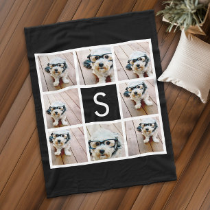 Schwarz-Weiß-8-Foto-Collage mit individuellem Mono Fleecedecke
