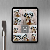 Schwarz-weiß 8-Foto-Collage - mit Monogramm Magnet