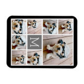 Schwarz-weiß 8-Foto-Collage - mit Monogramm Magnet (Horizontal)