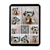 Schwarz-weiß 8-Foto-Collage - mit Monogramm Magnet (Vertikal)