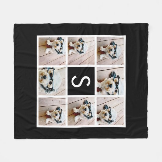 Schwarz-Weiß-8-Fotoleime für benutzerdefinierte Mo Fleecedecke (Vorderseite (Horizontal))