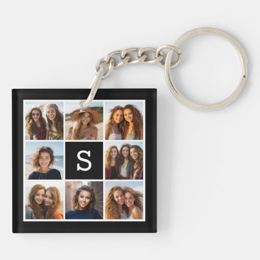 Schwarz-Weiß-8-Fotoleime für benutzerdefinierte Mo Schlüsselanhänger (Rückseite)