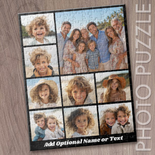 Schwarz-Weiß-9-Foto-Collage mit individuellem Mono Puzzle