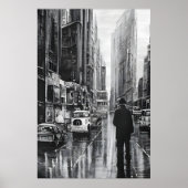 Schwarz-Weiß-Abbildung im Regen - Kunst Poster (Vorne)