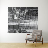 Schwarz-Weiß-Abbildung im Regen - Kunst Wandteppich (Beispiel (Horizontal))