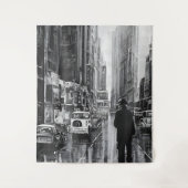 Schwarz-Weiß-Abbildung im Regen - Kunst Wandteppich (Vorderseite)