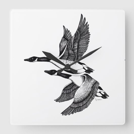 Schwarz-Weiß-Abbildung Kanadas Quadratische Wanduhr (Vorderseite)