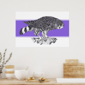Schwarz-Weiß-Abbildung von Sparrow Hawk Poster (Küche)