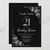 Schwarz-Weiß-Abendessen am 21. Geburtstag Einladung (Vorne/Hinten)