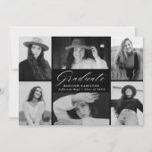 Schwarz-Weiß-Abschluss 12 FotoCollage Ankündigung (Vorderseite)