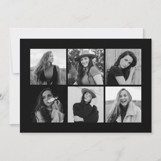 Schwarz-Weiß-Abschluss 12 FotoCollage Ankündigung (Rückseite)