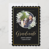 Schwarz-Weiß-Abschluss 2025 Foto Party Einladung (Vorderseite)