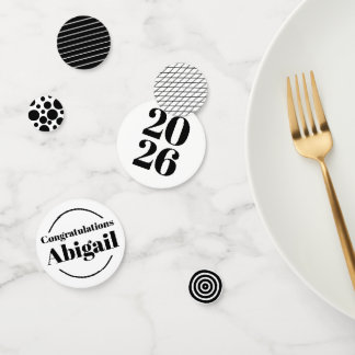 Schwarz & Weiß Abschluss 2026 Benutzerdefinierter Konfetti