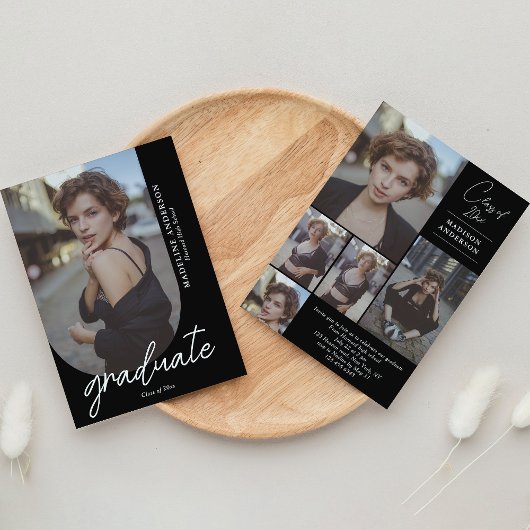 Schwarz-Weiß-Abschluss Einladung