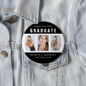 Schwarz-Weiß-Abschluss FotoCollage Custom Bu Button (Beispiel)
