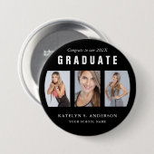 Schwarz-Weiß-Abschluss FotoCollage Custom Bu Button (Vorne & Hinten)