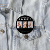 Schwarz-Weiß-Abschluss FotoCollage Custom Bu Button (Beispiel)