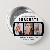 Schwarz-Weiß-Abschluss-FotoCollage nach Maß Button (Vorne & Hinten)