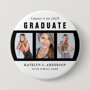 Schwarz-Weiß-Abschluss-FotoCollage nach Maß Button