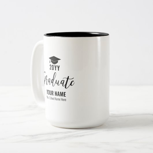 Schwarz-Weiß-Abschluss-Geschenk für den Kaffee Tas Zweifarbige Tasse (Vorderseite Links)