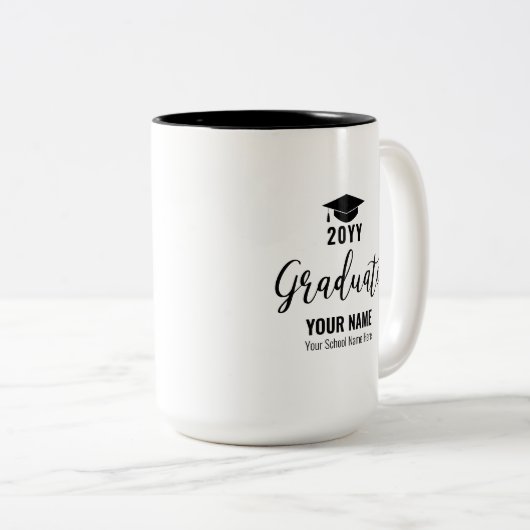Schwarz-Weiß-Abschluss-Geschenk für den Kaffee Tas Zweifarbige Tasse (VorderseiteRechts)