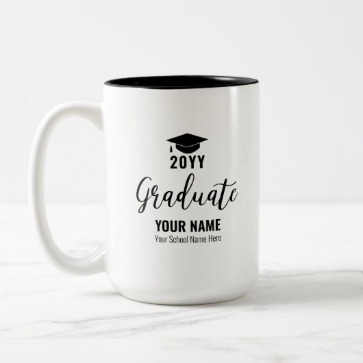 Schwarz-Weiß-Abschluss-Geschenk für den Kaffee Tas Zweifarbige Tasse (Links)