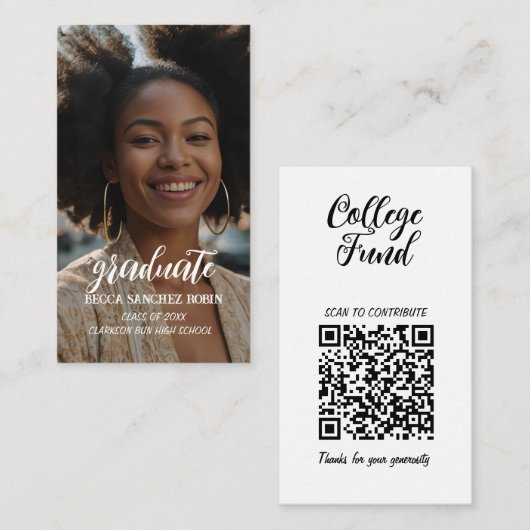 Schwarz-Weiß-Abschluss-Klasse 2025 qr Begleitkarte (Vorne/Hinten)