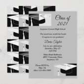 Schwarz-Weiß-Abschluss lädt ein Einladung (Vorne/Hinten)