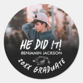 Schwarz-Weiß-Abschluss Runder Aufkleber (Vorderseite)