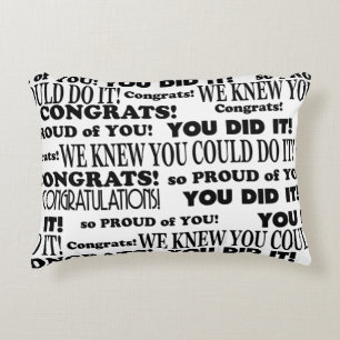 Schwarz-Weiß-Abschluss Word Art Throw Kissen