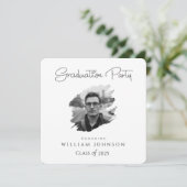 Schwarz-Weiß-Abschlussfeier 2025 Einladung (Stehend Vorderseite)