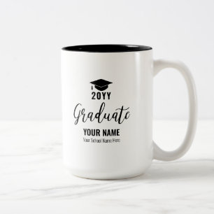 Schwarz-Weiß-Abschlussgeschenk Individuelle Kaffee Zweifarbige Tasse