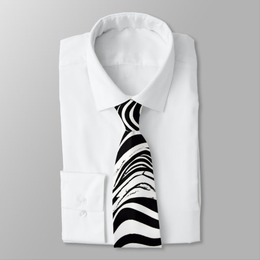 Schwarz-Weiß-Abstract-Design Krawatte (Gebunden)