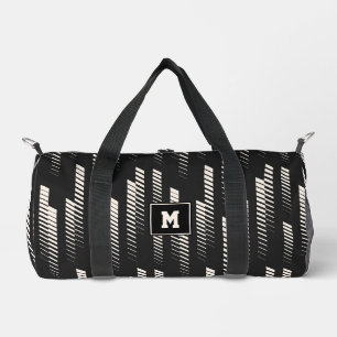 Schwarz-Weiß-Abstract-Geometrisch-Streifen Sport  Duffle Bag
