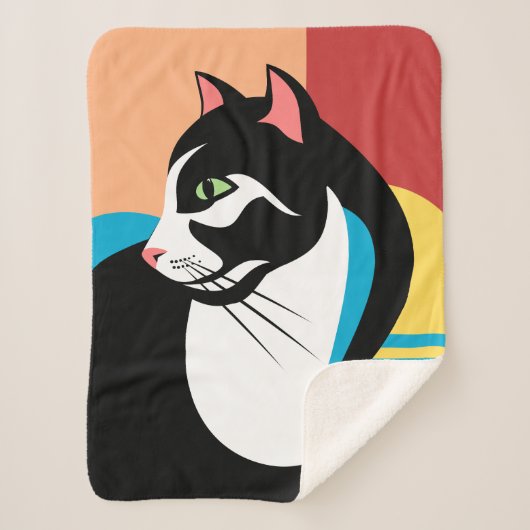 Schwarz-weiß-Abstract-Katze Sherpadecke (Vorderseite)