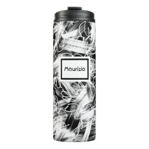 Schwarz-Weiß-Abstract Thermosbecher