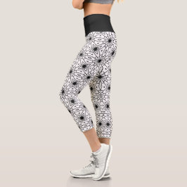 Schwarz-Weiß-Abstrakt | Capri Leggings