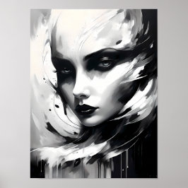 Schwarz-Weiß-Abstrakt-Frauenportrait Poster