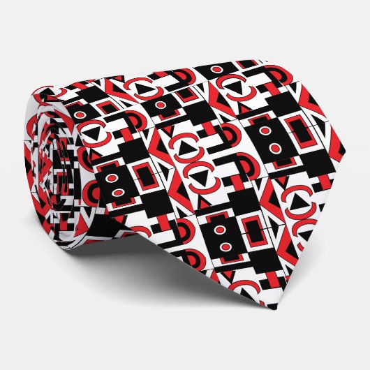 Schwarz-Weiß Abstrakt Geometrie Modernes Muster Krawatte (Gerollt)