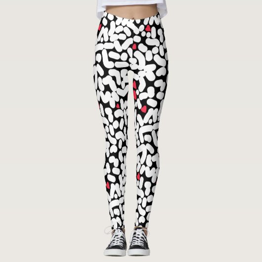 Schwarz-weiß abstrakt leggings (Vorderseite)