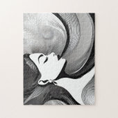 Schwarz/Weiß Abstrakt Moderne Denkerin Puzzle (Vertikal)