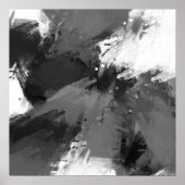 Schwarz-Weiß Abstrakt Moderne Pinselstriche Poster (Vorne)