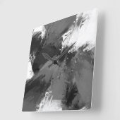 Schwarz-Weiß Abstrakt Moderne Pinselstriche Quadratische Wanduhr (Winkel)