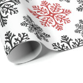 Schwarz-Weiß Abstrakt Modernes Schneeflockenmuster Geschenkpapier (Rolleneckpunkt)