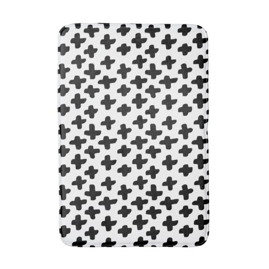 Schwarz/Weiß Abstrakt Modernes Schweizer Cross-Bat Badematte (Vorderseite Vertikal)