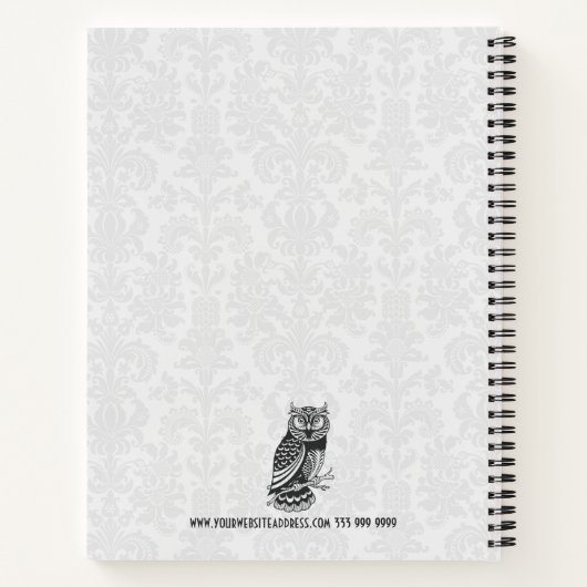 Schwarz-Weiß-Abstrakt-Owl-Notebook Notizblock (Rückseite)